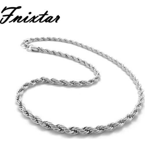 Fnixtar 925 Jewelry Women 4mm Chain Necklace 2018 Fashion Jewelry Chain Simple Necklaces for Women Birtydays Day Gift Wholesale