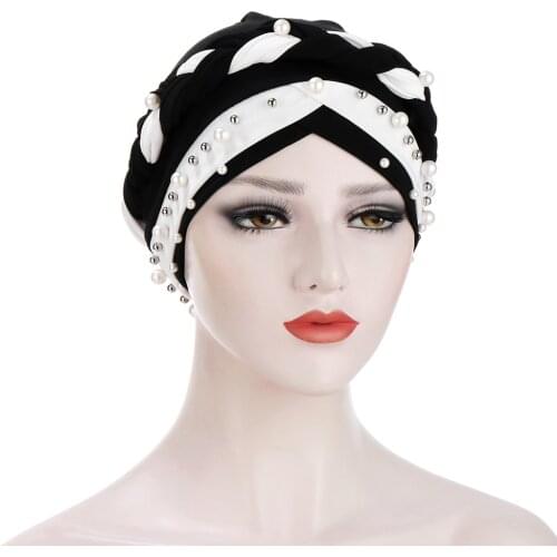 Head Scarf for muslim women solid cotton turban bonnet hijab Caps white pearl Inner hijabs femme musulman arab wrap turbantes