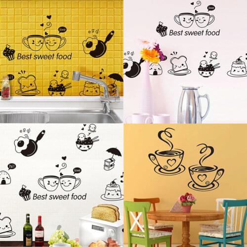 Hot Coffee Cup Decals Removable Vinyl Wall Sticker Kitchen Home Decor Paper Art
