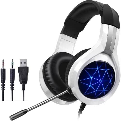 Gaming Headset Earphone Comfortable Stereo Deep Bass Gaming Headset with Microphone LED Light for PC Laptop Gamer
