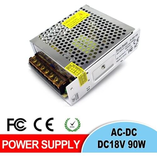DC18V 5A 90W Switching Swith Power Supply Driver Transformers 110V 220V AC To DC 18V SMPS For LED Strip Display Light CNC CCTV