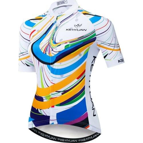 KEYIYUAN Women Short Sleeve Road MTB Bike Jersey Quick Drying Uniform Summer Triathlon Cycling Shirts Moleton Feminino
