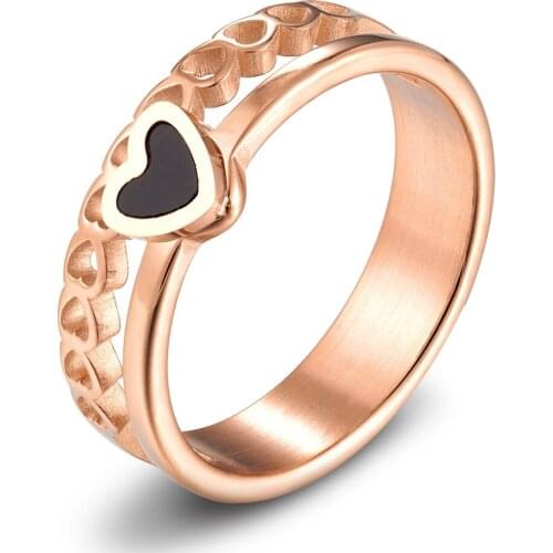Classical Romantic Heart Wedding Ring For Women Men Stainless Steel Fashion CZ Stone Crystal Jewelry For Couple Valentines Day