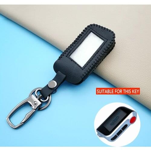 A93 Leather Car Key Chain Cover Skin Protection For Starline A63/A36/A66/A96 Two-Way Car Alarm Lcd Remote Control Accessories