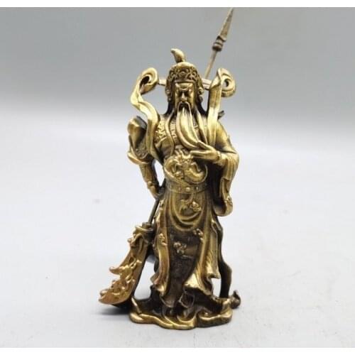 Brass Guan Gong Statue God of Wealth Figurines Miniatures Home Decoration Lucky Feng Shui Home Living Room Office Decor Ornament