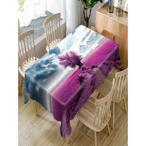 Lavender Tablecloth Oilproof Waterproof Rectangular Table Cloth Beautiful Flowers Family Expenses Tablecloth for Banquet Party