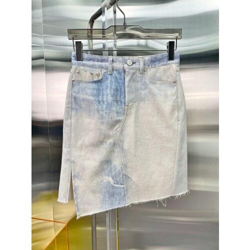 High 2021SS Summer Quality Women Luxury Asymmetrical Denim Cowboy Skirt For Ladies Gdnz 6.30