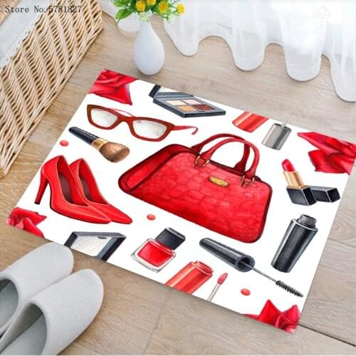 Makeups Doormat Ashion Cosmetic Small Door Mat Perfume Lipstick Nail Polish Brush Carpet For Living Room Mat Home Floor Rug