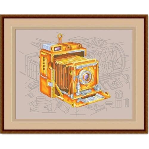 Steam mechanical camera cross stitch kit design cotton silk thread 14ct 11ct linen flaxen canvas embroidery DIY needlework