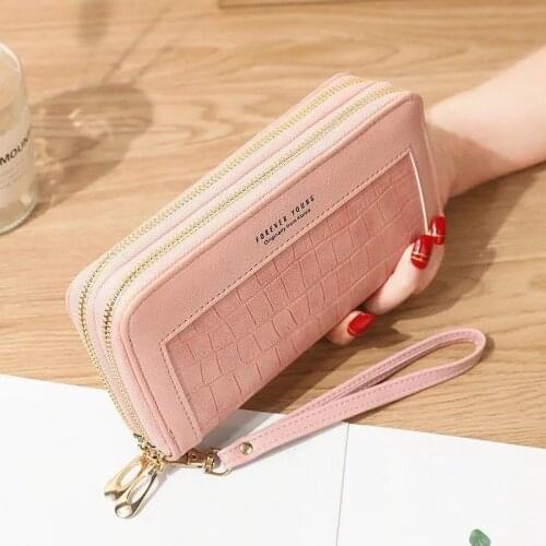 Fashion Ladies Large-Capacity Wallet Korean Version Double Zipper Clutch Bag Coin Purse Card Bag Tide