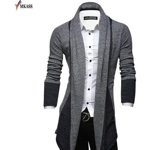 2017 Brand Mens Autumn Long Sweater Coat Knit Cardigan Jacket Coat Korean Sweater Warm Slim Fit Men Thick Cardigan Jacket Coat