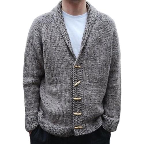 Autumn Men Cardigan Solid Color V Neck Knitted Sweaters Single-breasted 2021 Male Casual Loose Warm Knitwear Cardigan Coat Tops