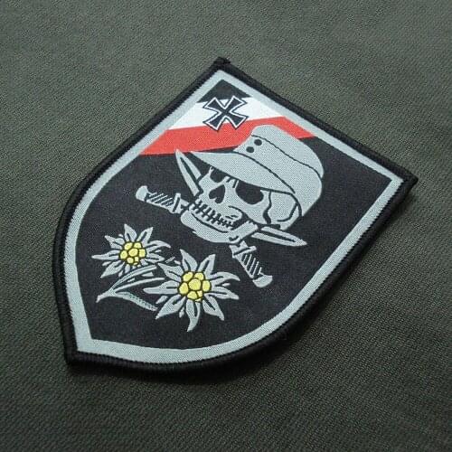 WWII WW2 GERMANY EDELWEISS SWORD SKULL CROSS INSIGNIA ARM-BADGE PATCH