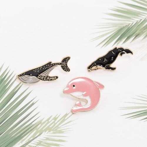 New Whale Pink Dolphin Brooches Badges Cute Pins Gifts For Friends Wholesale Jewelry