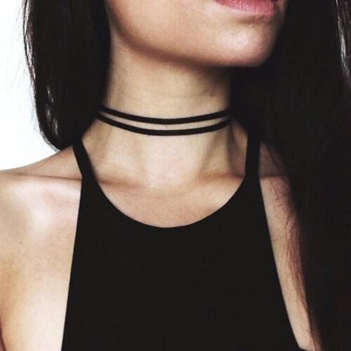 NK860 New Fashion Black Chokers Necklace Multilayer Leather Harajuku Gothic Suede Velvet Clavicle Colares Women Punk Jewelry