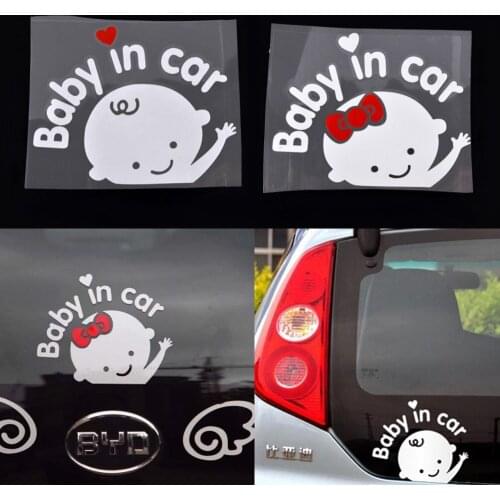New Car Stickers Cute Cartoon Reflective Styling Baby(boy/girl) In Car Warming Stickers Decal