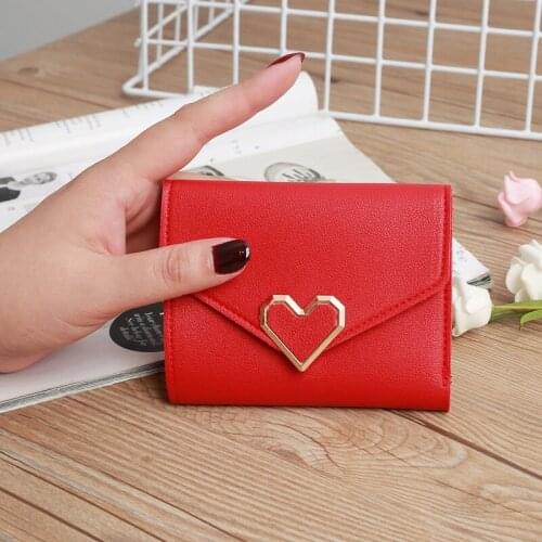 New Fashion Pu Short Heart-Shaped Hardware Mini Coin Purse Womens Wallet