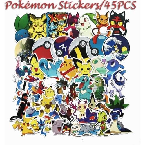 Pokemon Originales Tattoo Stickers 45PCS Action Figure Surprise Cartoon Kids Girls Christmas lols Birthday Gifts Pokemon Sticke