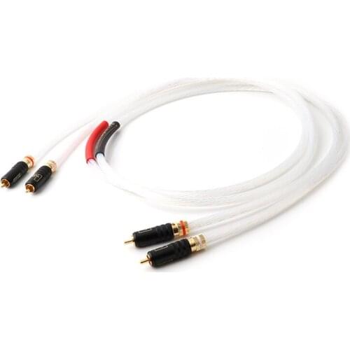Pair Silver Plated RCA Audio Cable HIFI RCA Cable Interconnect Audio Cable 1m With RCA Plug Cable