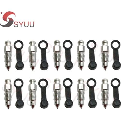 10pcs Steel M8x1.25mm Motorcycle Brake Caliper Bleed Nipple Chrome Screw with Dust Cap For Honda For Suzuki For Yamaha