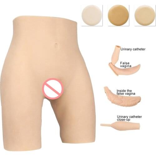 Crossdresser Silicone High Waist Shaping Pants Fake Panty Vagina Thicken Hip Fake Underwear For Transgender Drag Queen