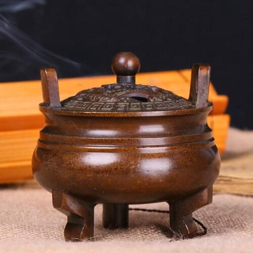 High-quality pure copper incense burner Household sandalwood aromatherapy dish Chinese style Chinas pure copper simple