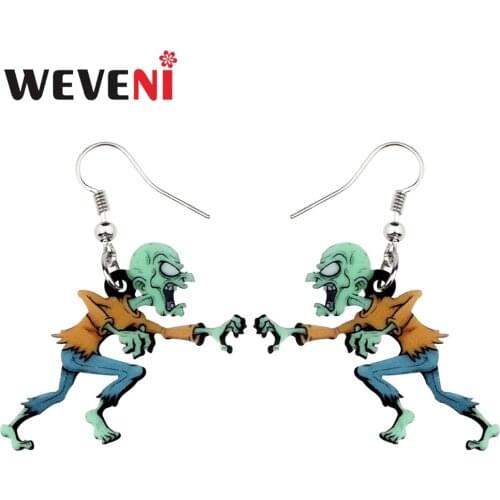 WEVENI Acrylic Halloween Anime Angry Zombie Earrings Drop Dangle Trendy Festival Jewelry For Women Girls Party Charms Brincos