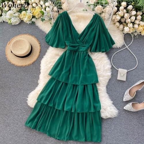 Расклешенные летние платья Woherb China At AliExpress