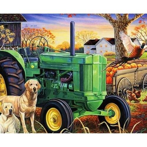 Animal Dog Car DIY 11CT Cross Stitch Embroidery Kits Needlework Craft Set Printed Canvas Cotton Thread Home Decoration Hot Sell