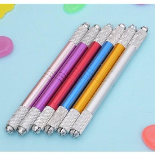 1pcs Makeup Double Head Acrylic Manual Tattoo Pen Microblading Permanent Eyebrow Tools Special Design Needle Entrance