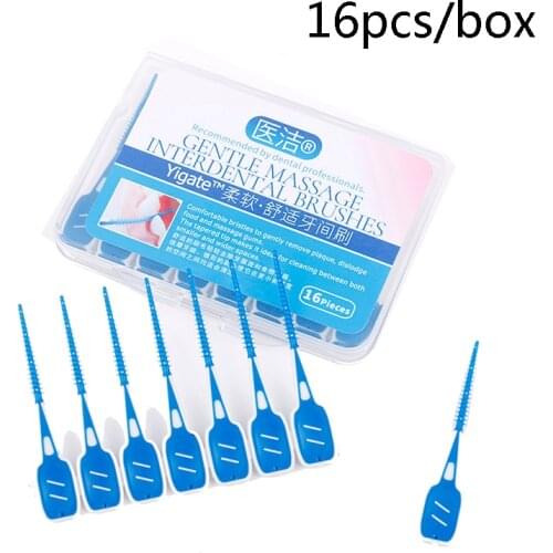 16 Pcs Interdental Brushing Cleaning Floss Adult Toothbrush Toothpick For Oral Care Gum And Teeth Cleaning Soft Silicone