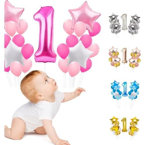 1st Birthday Party Decoration Kids Balloons Number 1 First Baloons Birthday Ballons Happy Birthday Baby Shower Boy Girl