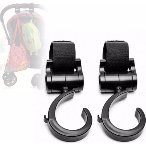 2 Pcs / 4 Pcs Baby Stroller Accessories Hook Multifunction Baby Swivel Hanger Stroller Hooks Black High Quality Plastic Hook