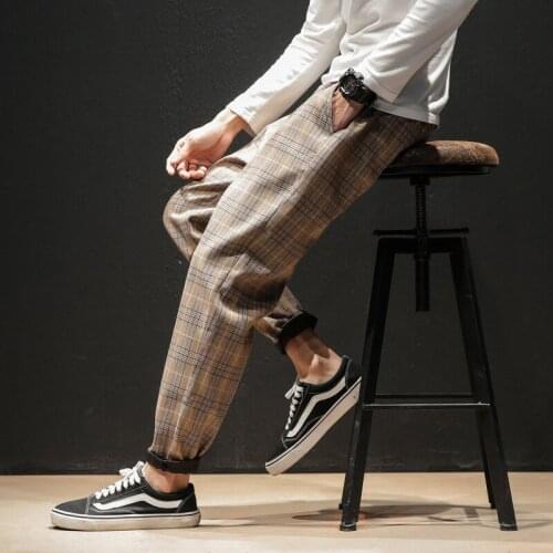 2021 New Men And Women Trend Japanese College Style Casual Patchwork Plaid Pants Streetwear Jogger Trousers Chinese Size M-5XL
