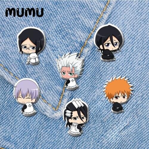2021 New Anime Bleach Lapel Pin Ichigo Byakuya Gin Rukia Acrylic Brooches Handmade Epoxy Jewelry Shirt Bag Badge
