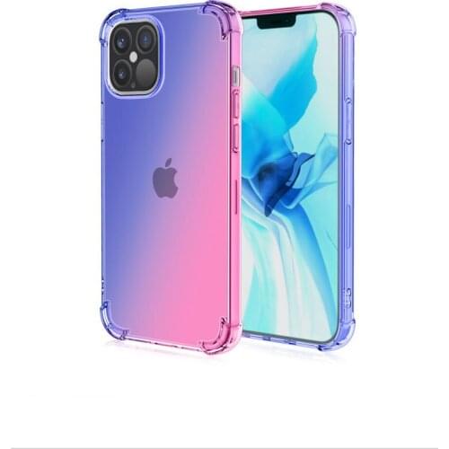 300pcs/Lot Ultra Slim Double Gradient Color Case for iPhone 12 Mini 11 Pro Max XS XR X 7 8 Plus SE 2020 Cover Silicone