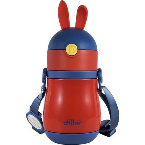 60% Hot Sale Convenient Water Bottle Multifunctional Rabbit Design Stainless Steel Gravity Ball Straw Baby Feeding Cup for Boys