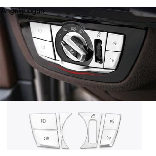 Car Chrome ABS Headlight Switch Buttons Sequins Decoration Cover Trim sticker For BMW 5 Series G30 2018 528Li 530Li 540Li