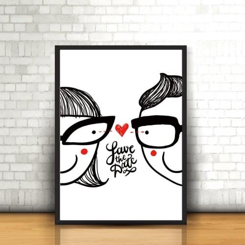 Unframed Girl And Boy In Love With Heart Nordic Style Popular Canvas Print Painting Wall Art Picture For Study Room Home Decor
