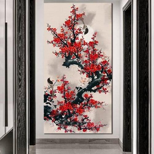 Large Size,Diamond Painting,Plum Blossom Magpie,Decor,Embroidery, Flower,Mosaic,Picture,Handcraft Kit,Chinese Style art,EE1857