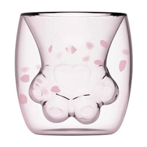 Cat claw cup Douyin cat claw cup transparent heat-resistant double-layer cup cat claw cup girl cute cat scratch cup
