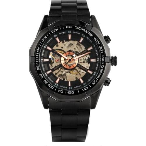 Men Watch Automatic Mechanical Watch Stainless Steel Skeleton Wristwatches Men Clock Gift for friends