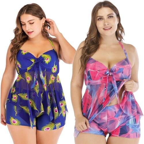 Womens Separate Tankini Set Plus Size 4XL Swimming Suit Swim Dress Swimsuit Bikini Bather Push Up Padded Swimwear Bathing Suit