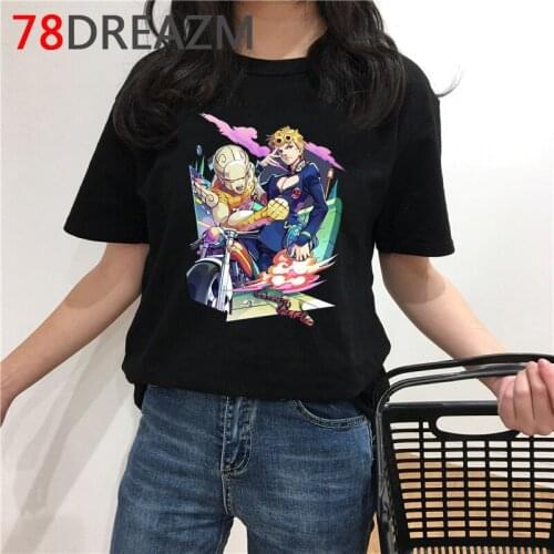 Japanese Anime Jojo Bizarre Adventure T Shirt Men Summer Top Unisex Funny Cartoon Graphic Tees Oversized Fashion Streetwear Male