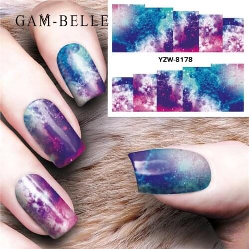 GAM-BELLE 1 Sheet Nail Sticker Starry Sky Series Nail Decoration Water Transfer Nail Wraps Charm DIY Manicure Accessory Tool