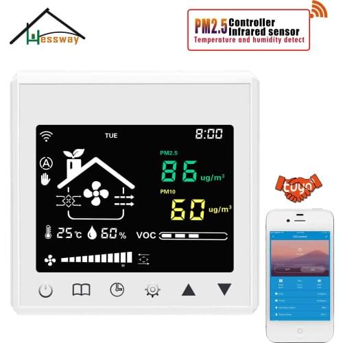 HESSWAY RS485 WIFI TUYA VOC Temperature Humidity and Regulated PM2.5 PM10 for Nather NDIR Relay Control Ventilation System