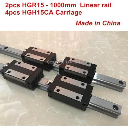 HGR15 linear guide rail: 2pcs HGR15 - 1000mm + 4pcs HGH15CA linear block carriage CNC parts