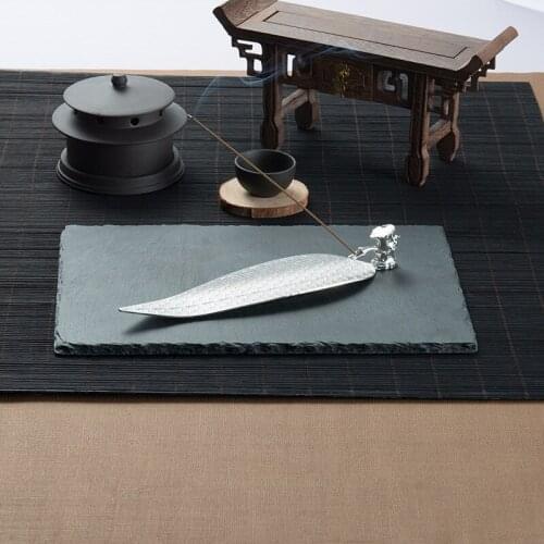 Creative Retro Alloy Leaf Type Incense Burner Tibetan Incense Joss Stick Holder Aromatherapy Censer Home Office Decor Ornaments