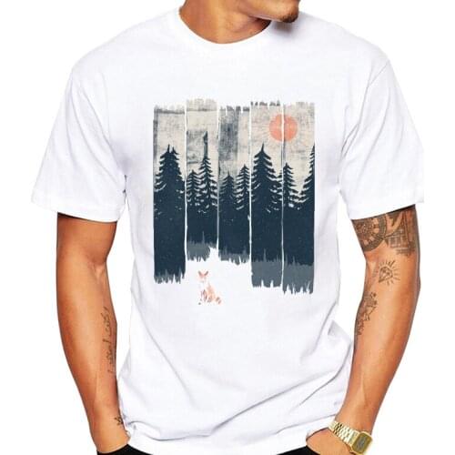 High Quality 2019 Newest A Fox in the Wild design Men T-Shirt Short Sleeve Fashion Retro Printed Tops Summer Cool Tees