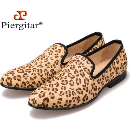 Horsehair Leopard Print Suede Men Shoes Men Loafers Smoking Slipper Men Flats Size US 4-17 Free Shipping